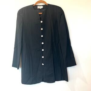 Vtg Henri Bendel 100% silk long line blazer Sz 8 black